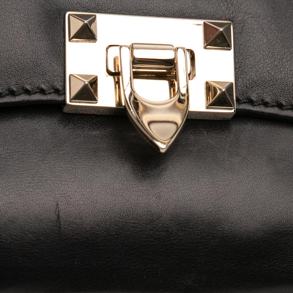 Valentino B Valentino Black Calf Leather Small Rockstud Crossbody Italy