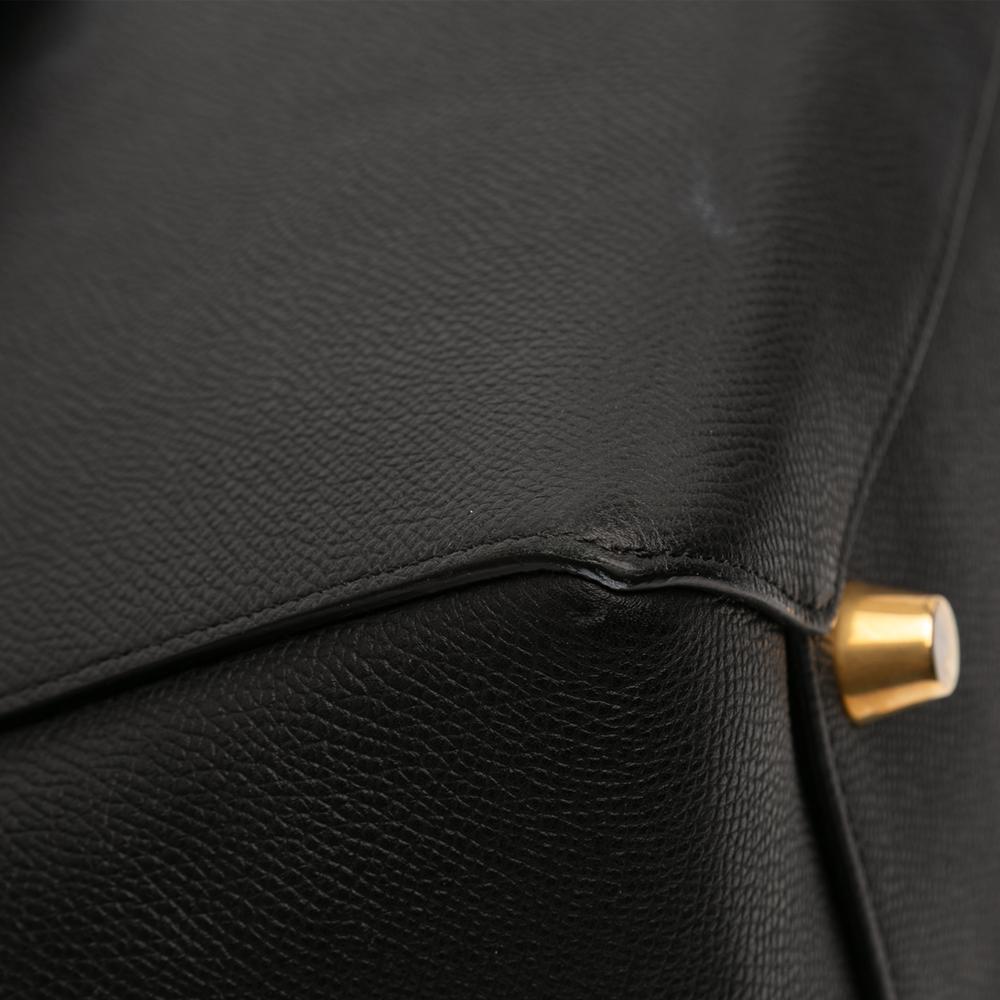 Celine B Celine Black Calf Leather Mini Grained skin Belt Satchel Italy