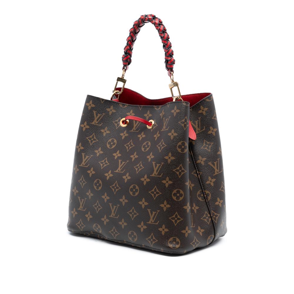 Louis Vuitton AB Louis Vuitton Brown with Red Monogram Canvas Fabric Monogram Braided Neonoe MM France