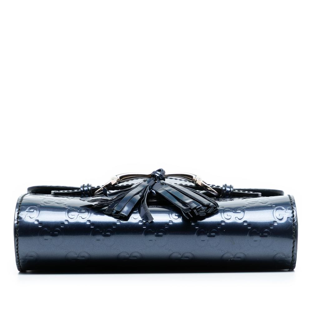 Gucci AB Gucci Blue Dark Blue Calf Leather Mini Patent Guccissima Emily Crossbody Italy