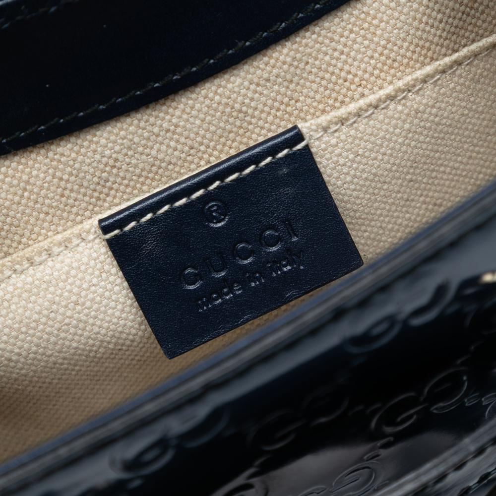 Gucci AB Gucci Blue Dark Blue Calf Leather Mini Patent Guccissima Emily Crossbody Italy