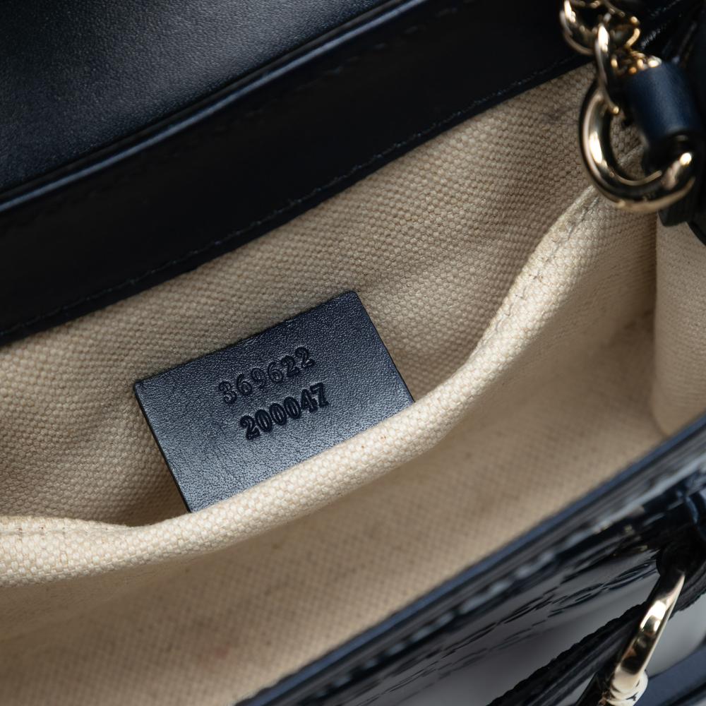 Gucci AB Gucci Blue Dark Blue Calf Leather Mini Patent Guccissima Emily Crossbody Italy