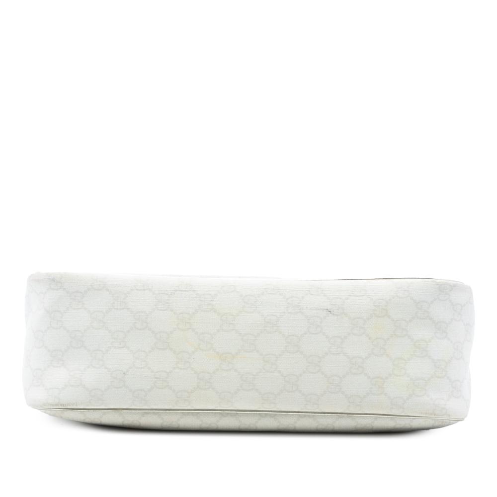 Gucci B Gucci White with Silver Coated Canvas Fabric GG Supreme Joy Handbag Italy
