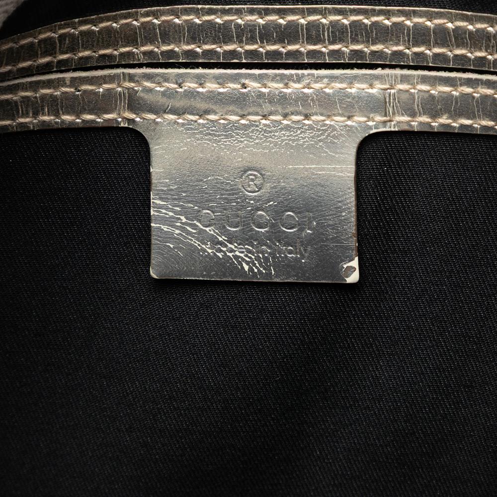 Gucci B Gucci White with Silver Coated Canvas Fabric GG Supreme Joy Handbag Italy