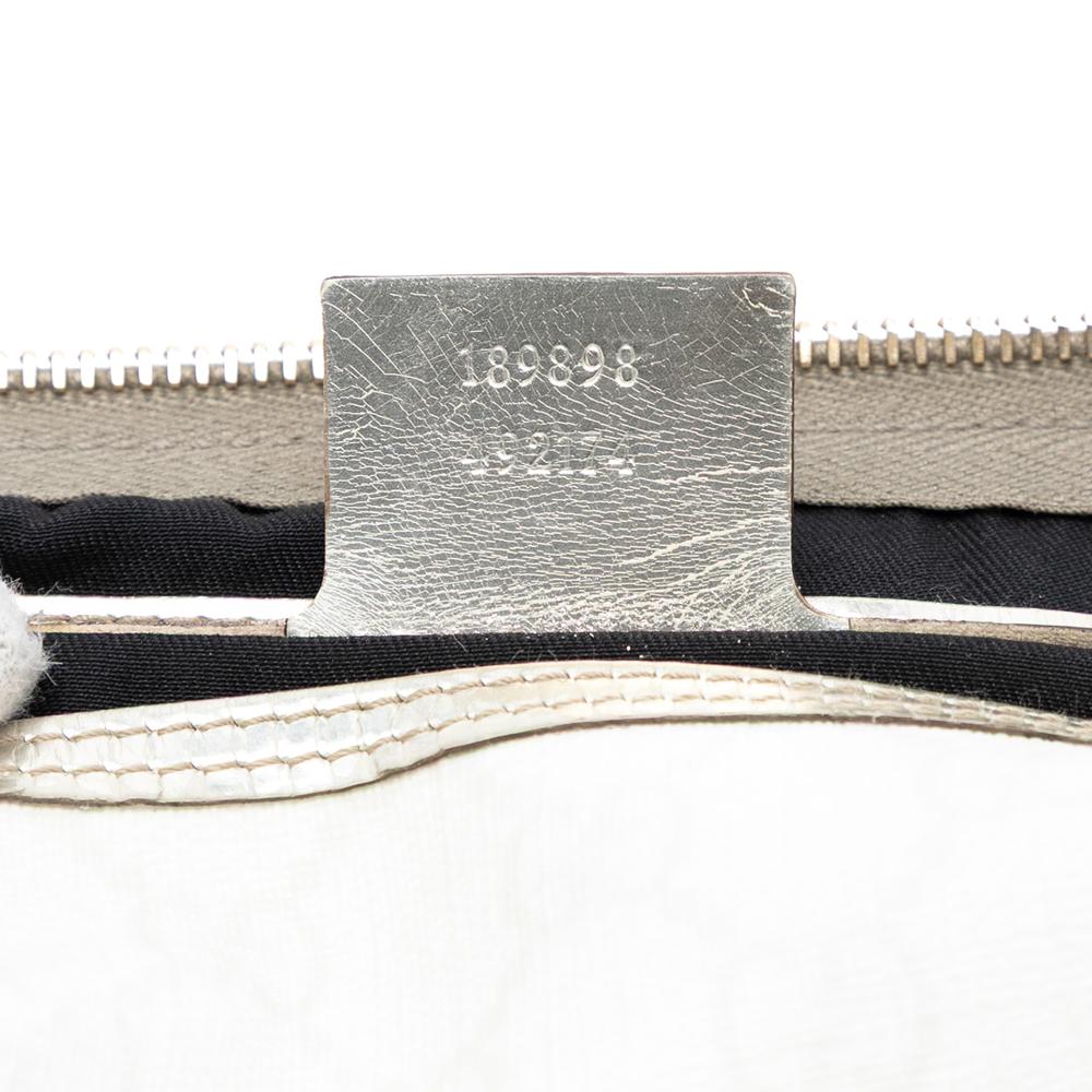 Gucci B Gucci White with Silver Coated Canvas Fabric GG Supreme Joy Handbag Italy