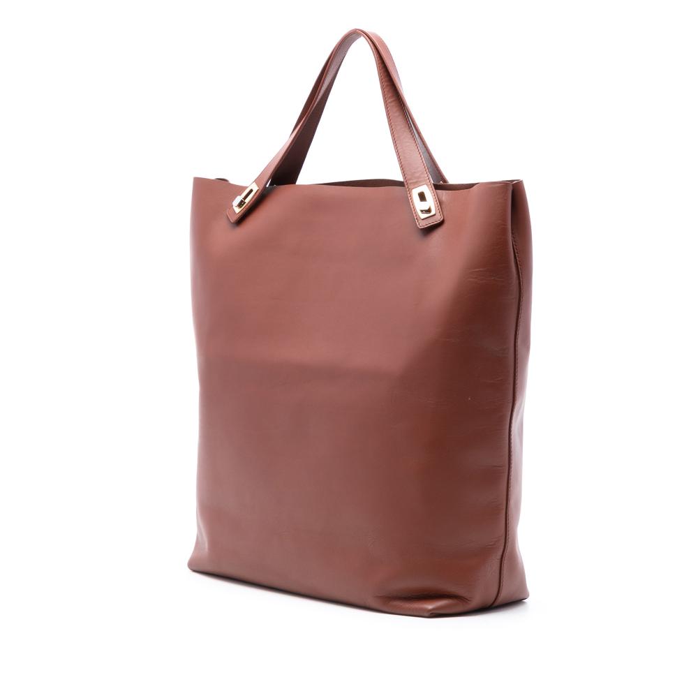 Balenciaga B Balenciaga Brown Calf Leather Bicolor Pocket Shopping Tote Italy