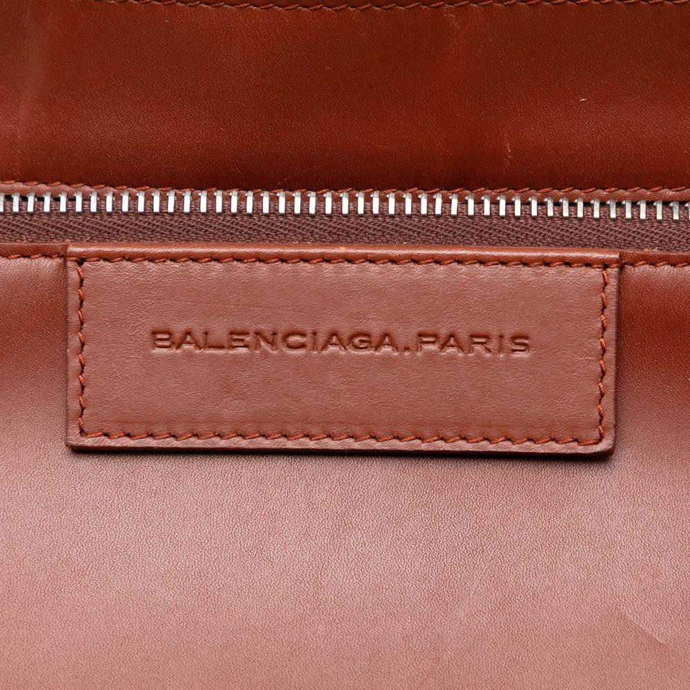Balenciaga B Balenciaga Brown Calf Leather Bicolor Pocket Shopping Tote Italy