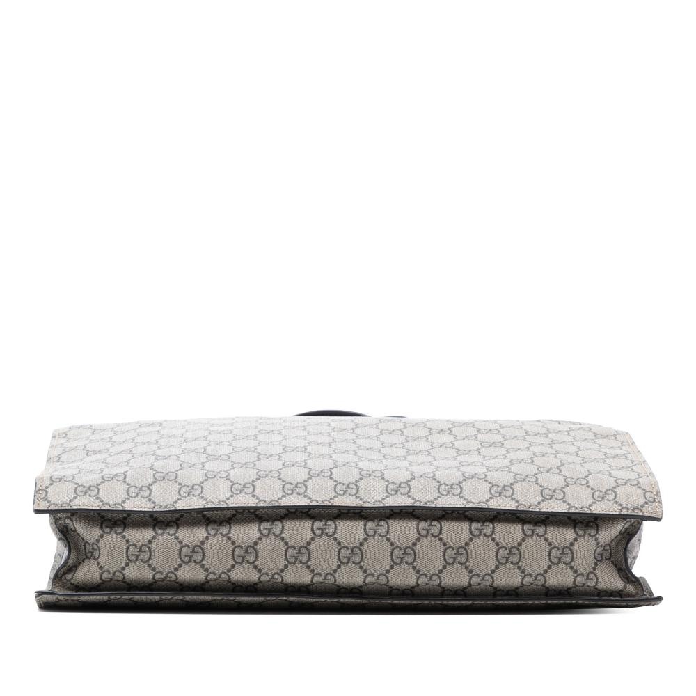 Gucci B Gucci Brown Beige Coated Canvas Fabric GG Supreme Convertible Soft Tote Italy