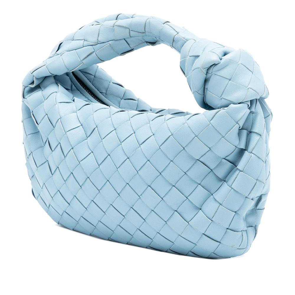 Bottega Veneta AB Bottega Veneta Blue Light Blue Nappa Leather Leather Mini Nappa Intrecciato Jodie Italy