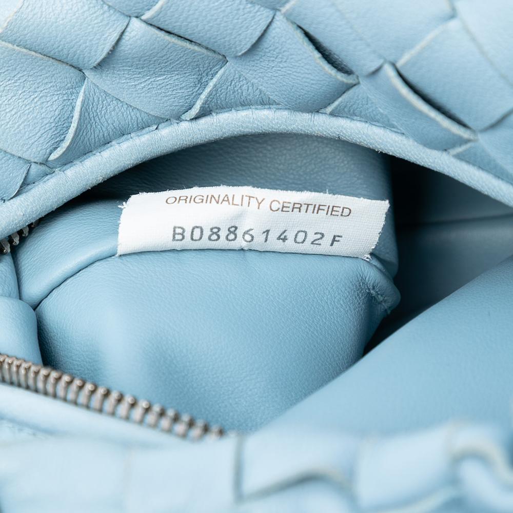 Bottega Veneta AB Bottega Veneta Blue Light Blue Nappa Leather Leather Mini Nappa Intrecciato Jodie Italy