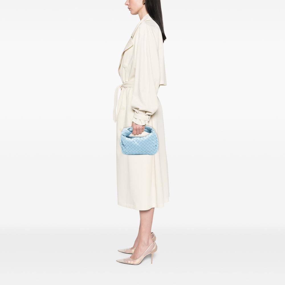 Bottega Veneta AB Bottega Veneta Blue Light Blue Nappa Leather Leather Mini Nappa Intrecciato Jodie Italy