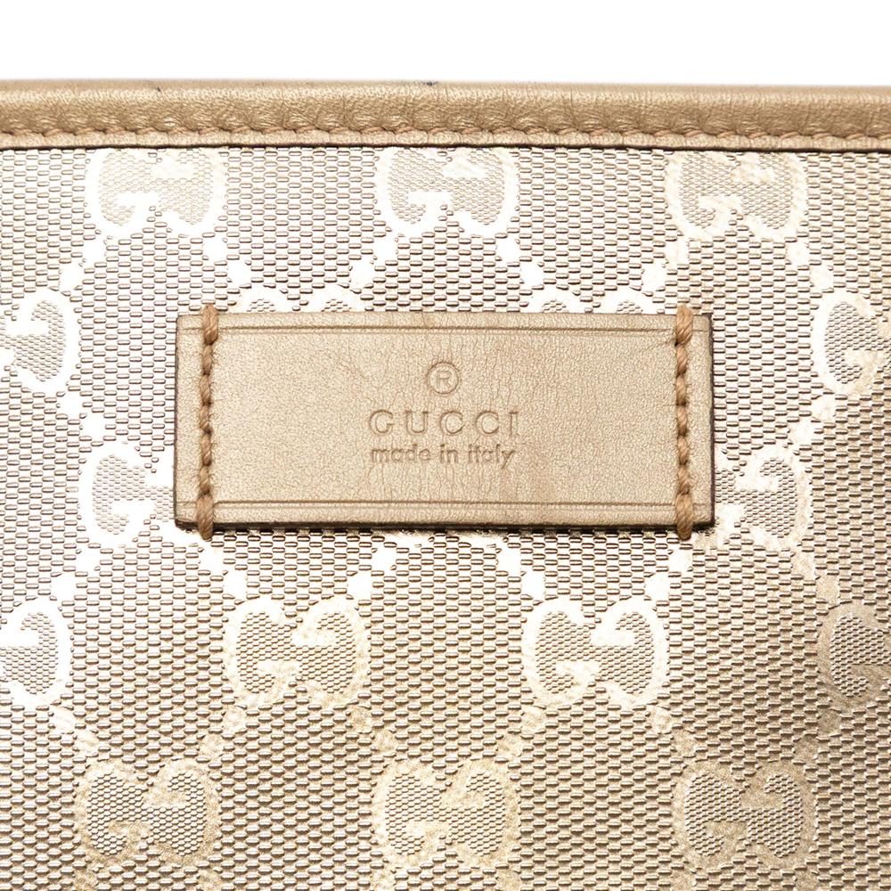 Gucci AB Gucci Gold Coated Canvas Fabric Medium GG Imprime Tote Italy