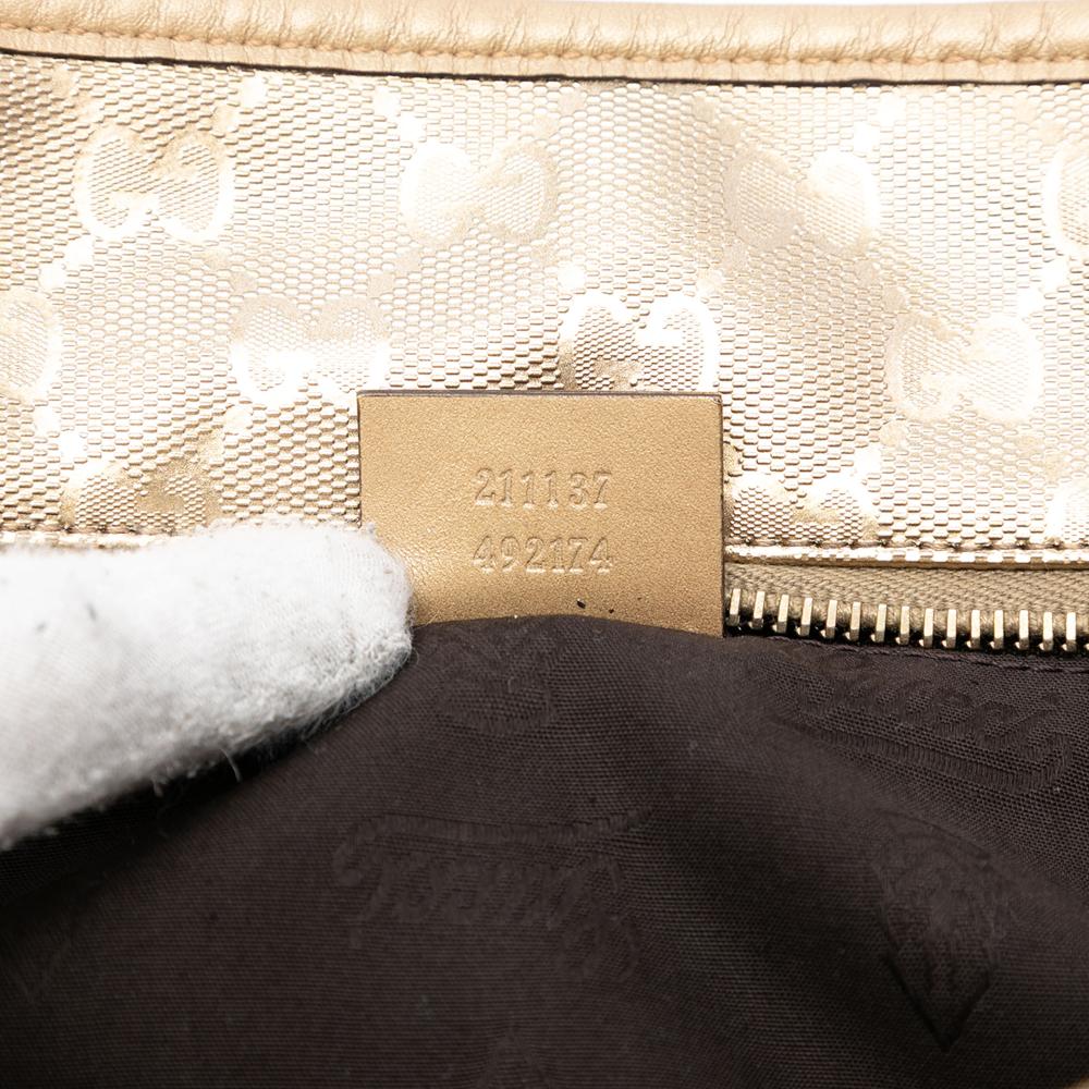 Gucci AB Gucci Gold Coated Canvas Fabric Medium GG Imprime Tote Italy