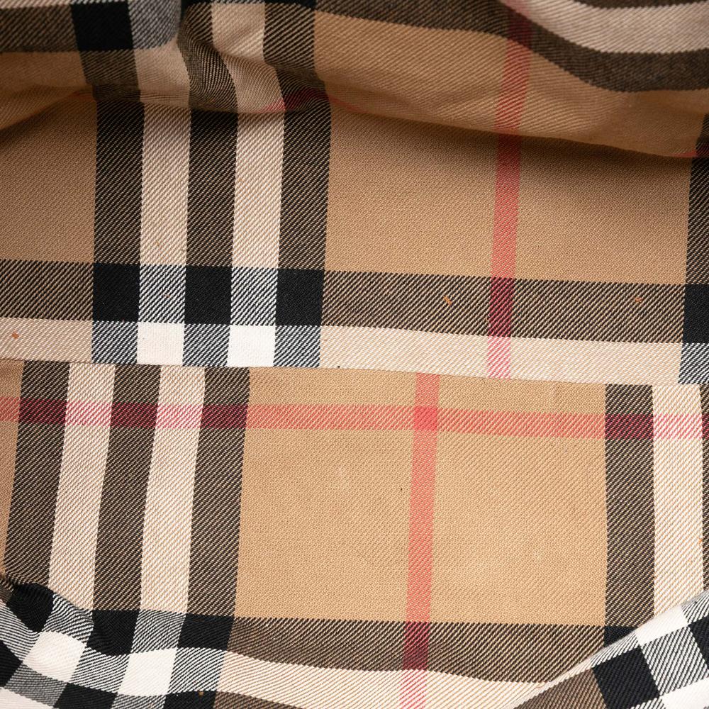 Burberry B Burberry Brown Calf Leather Medium House Check Trimmed Salisbury Tote Italy