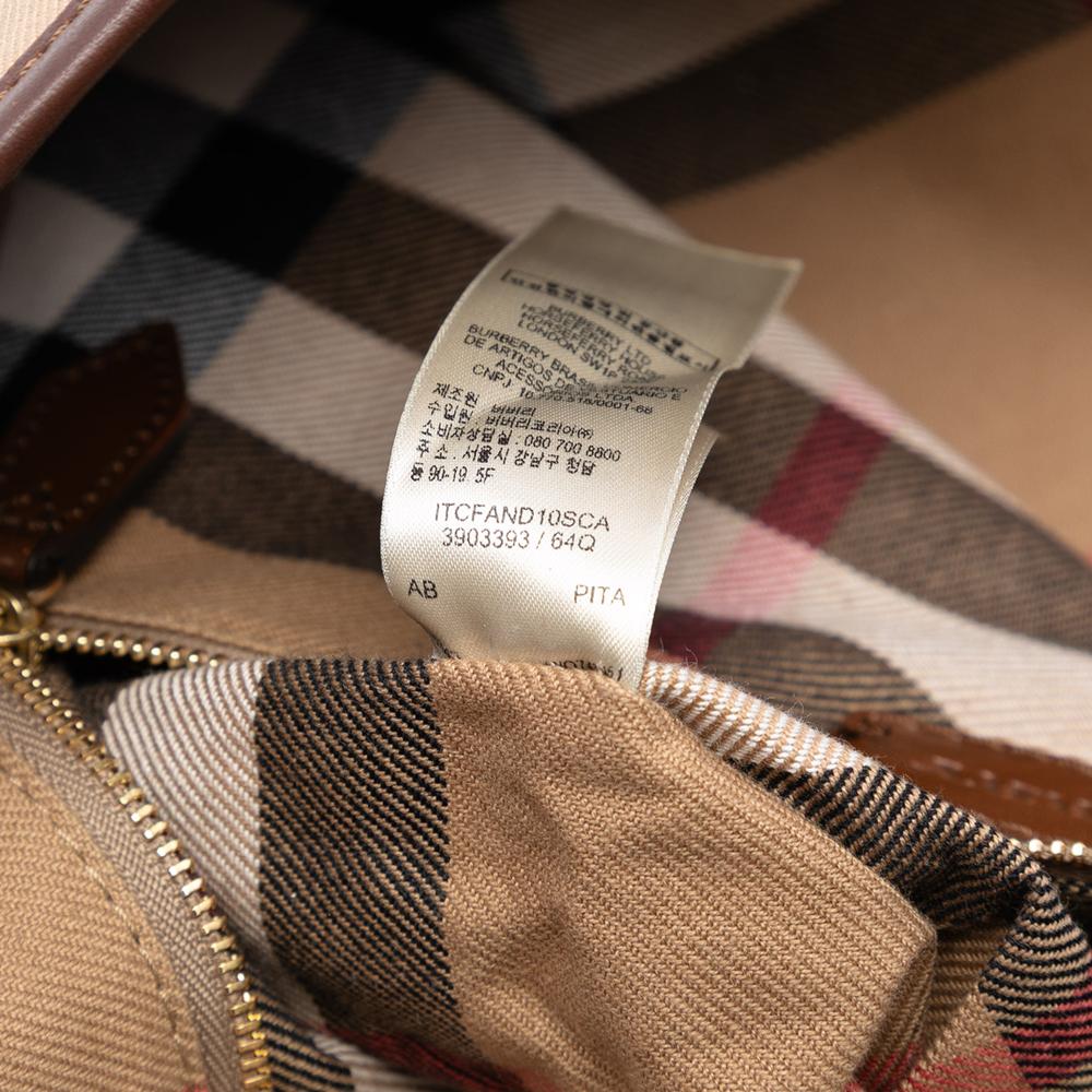 Burberry B Burberry Brown Calf Leather Medium House Check Trimmed Salisbury Tote Italy