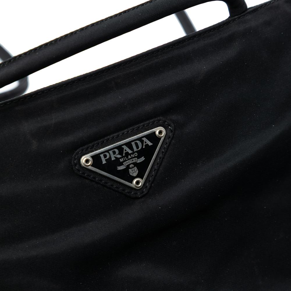 Prada B Prada Black Nylon Fabric Tessuto Tote Italy
