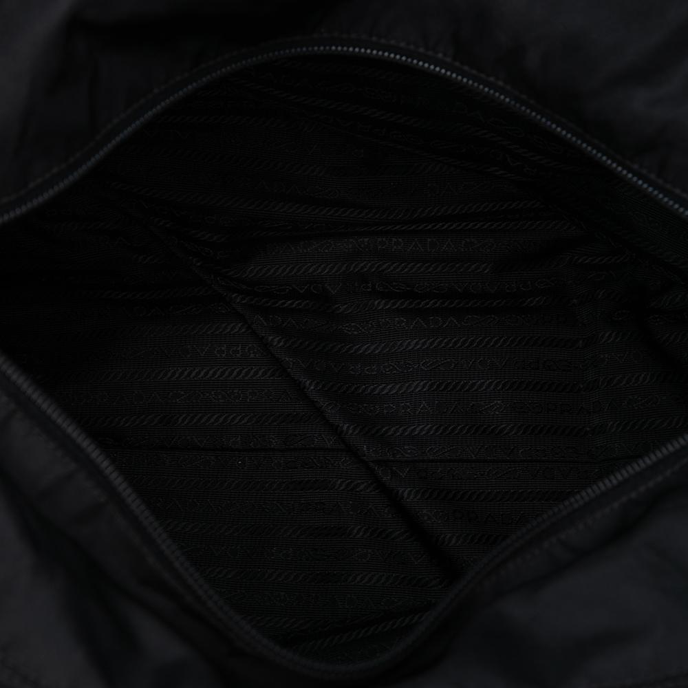Prada B Prada Black Nylon Fabric Tessuto Canapa Logo Satchel Italy