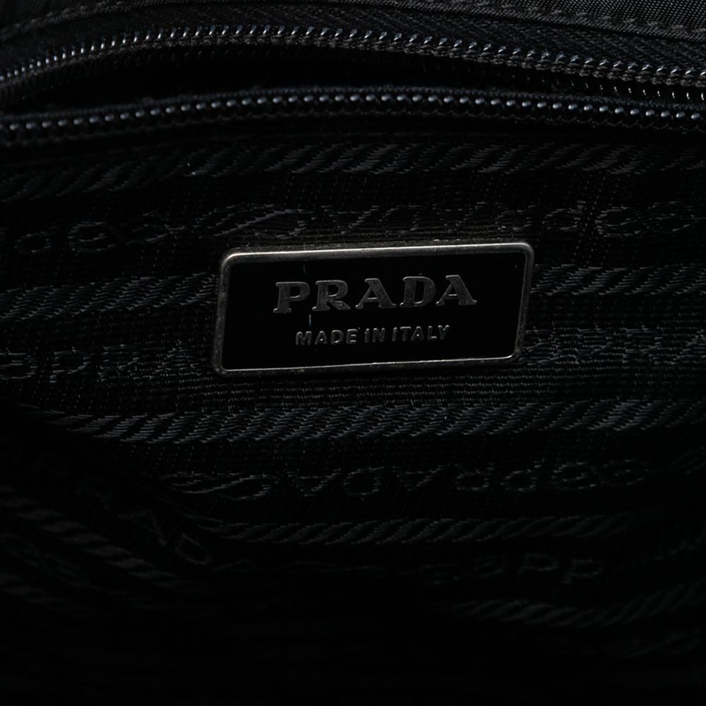 Prada B Prada Black Nylon Fabric Tessuto Canapa Logo Satchel Italy