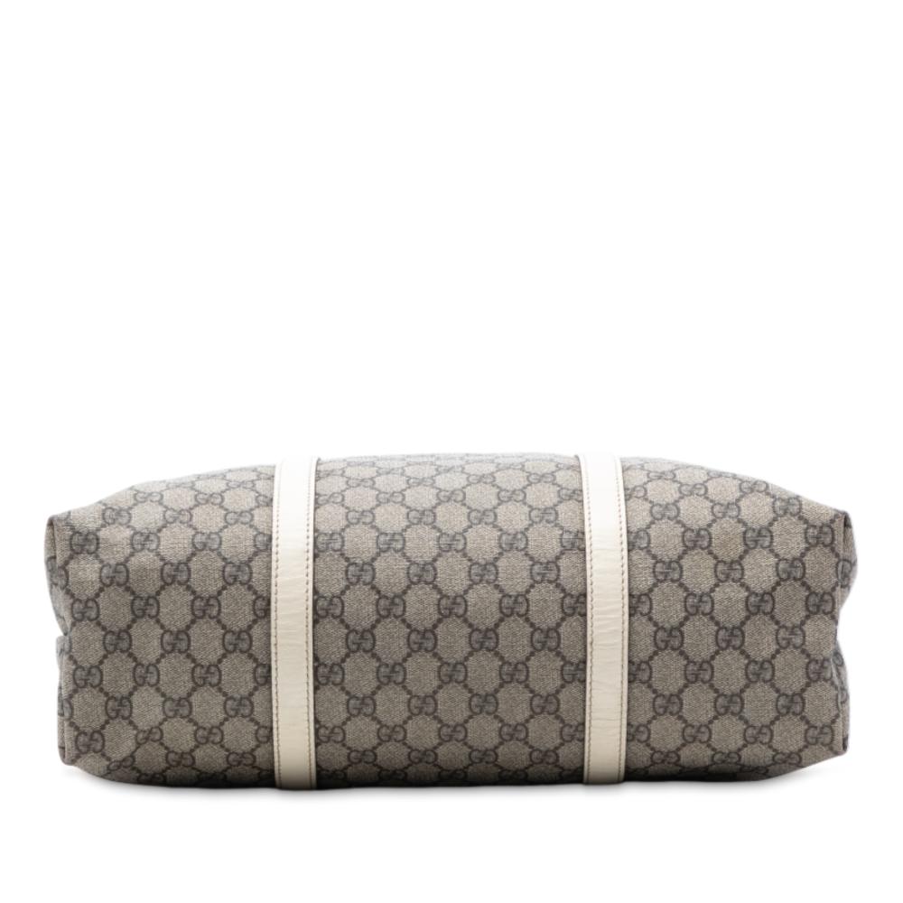 Gucci B Gucci Brown Beige with White Coated Canvas Fabric GG Supreme Joy Vertical Tote Italy