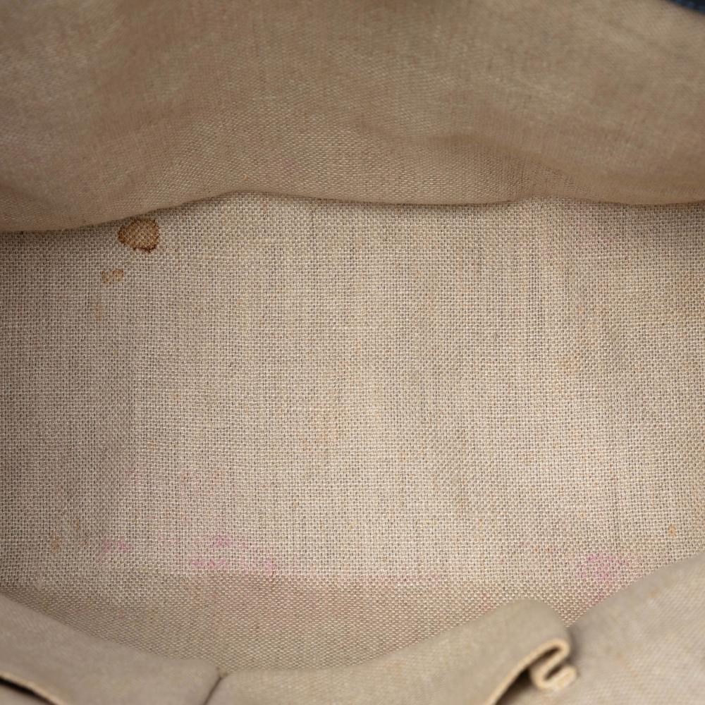 Gucci B Gucci Brown Beige with Blue Canvas Fabric GG Convertible Tote Italy