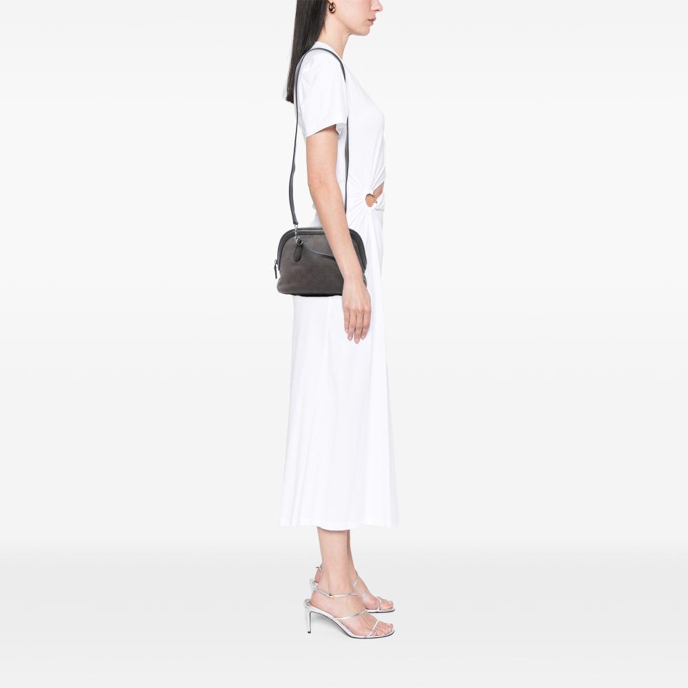 Gucci B Gucci Brown Dark Brown Canvas Fabric Mini GG Dome Satchel Italy