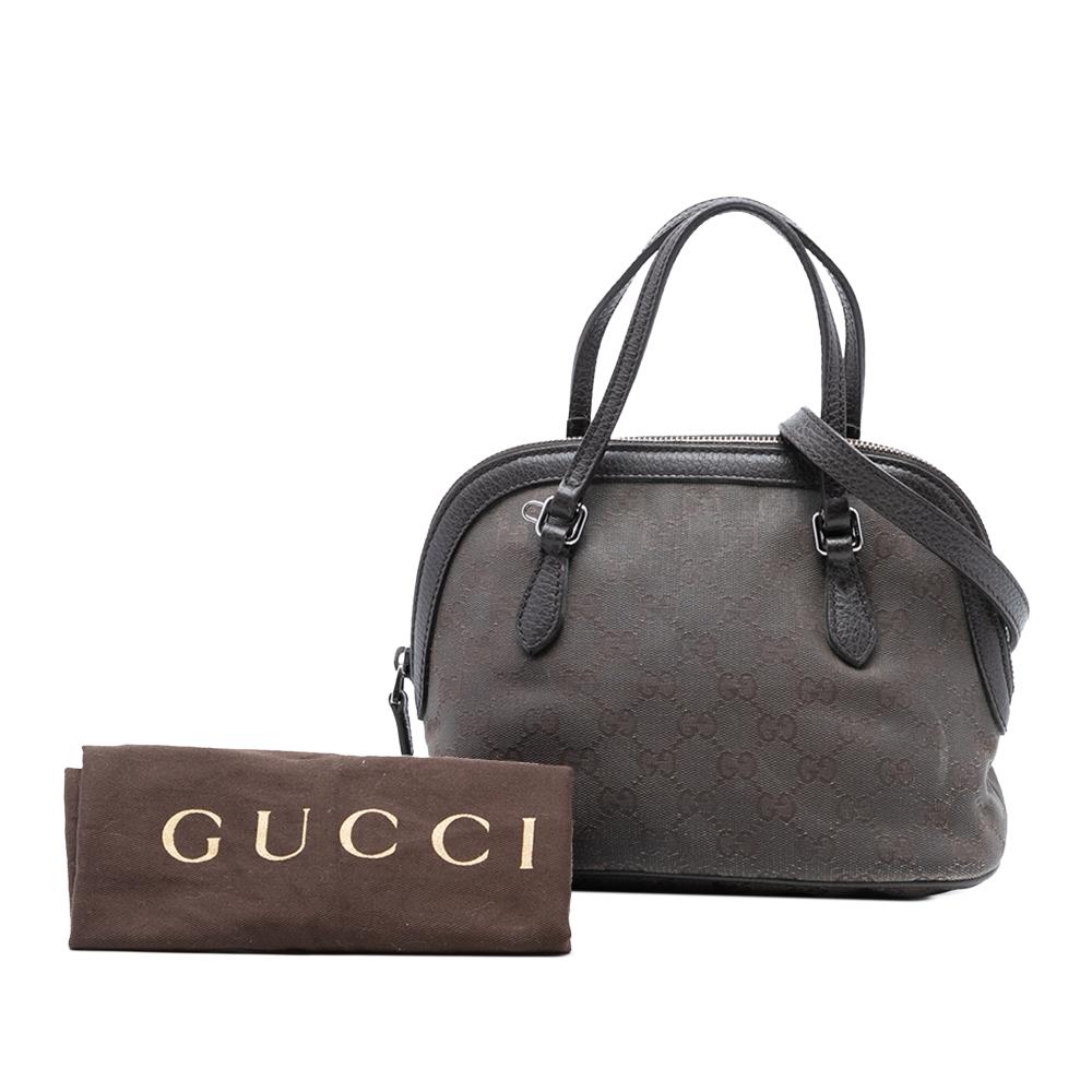 Gucci B Gucci Brown Dark Brown Canvas Fabric Mini GG Dome Satchel Italy