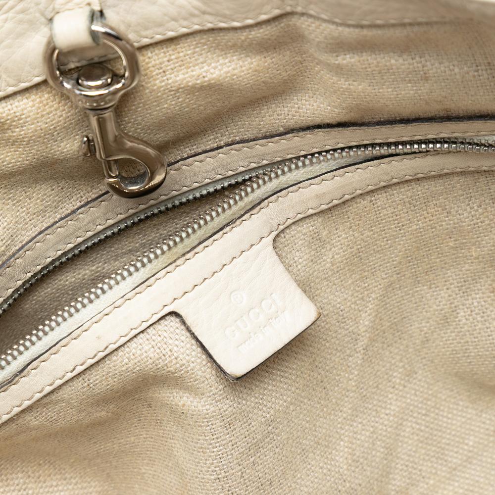 Gucci B Gucci Brown Beige with White Canvas Fabric GG Web Sunset Tote Italy