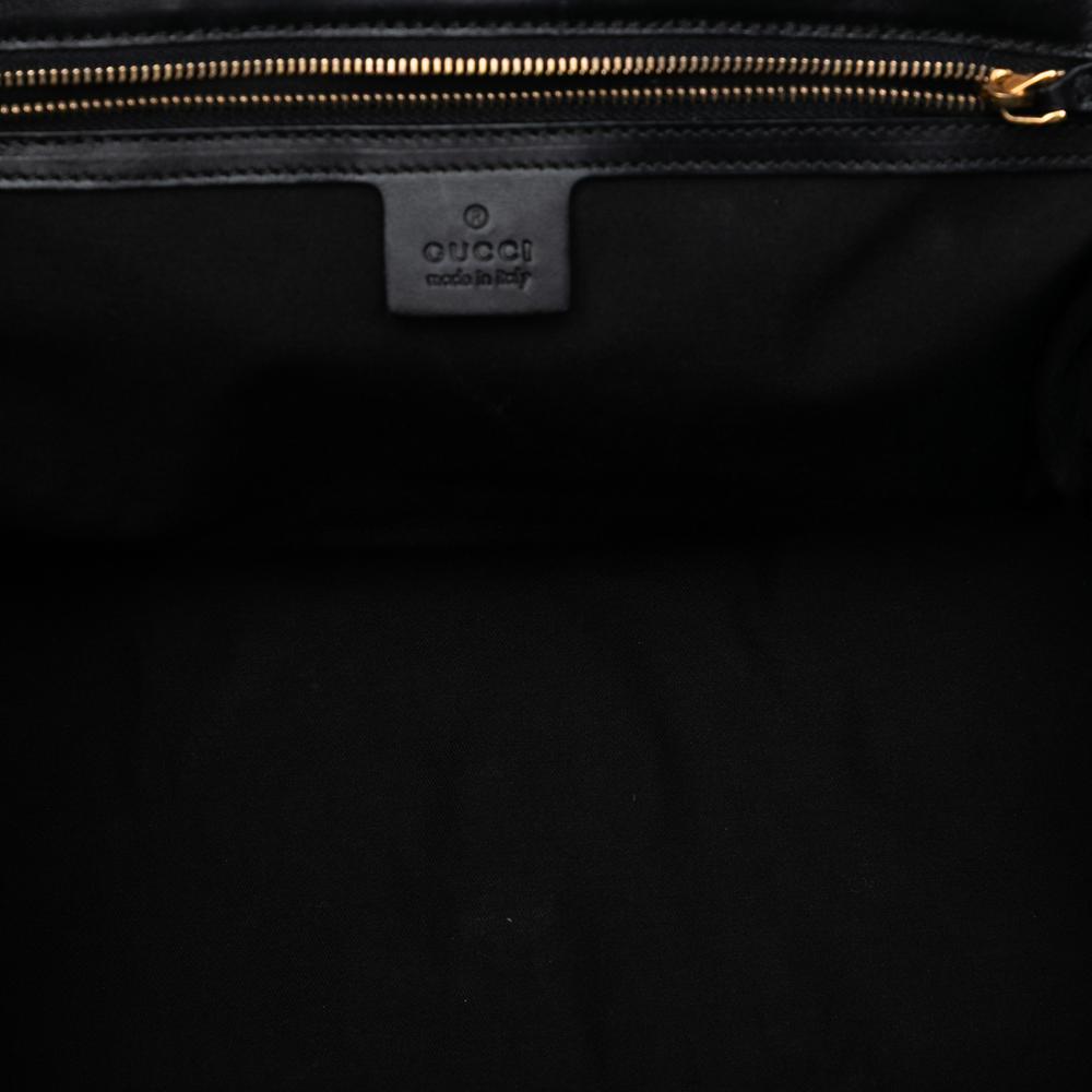 Gucci B Gucci Black Canvas Fabric GG and Leather Dialux Queen Tote Italy