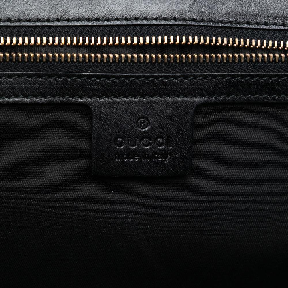 Gucci B Gucci Black Canvas Fabric GG and Leather Dialux Queen Tote Italy