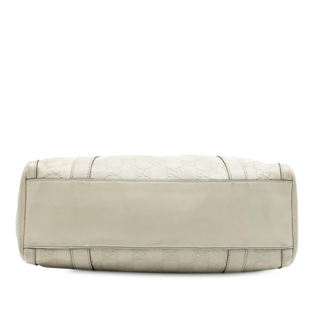 Gucci B Gucci White Ivory Calf Leather Guccissima Abbey D Ring Boston Bag Italy