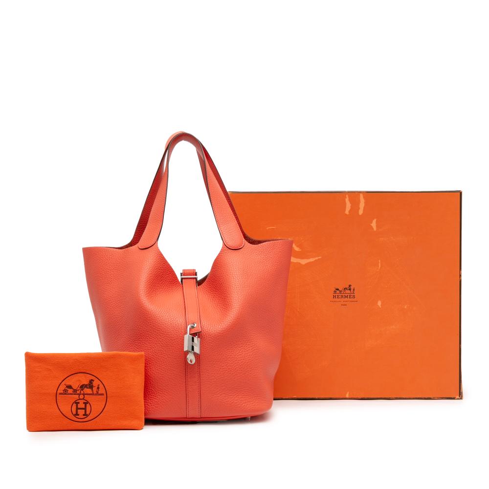 Hermès B Hermès Orange Red Orange Calf Leather Clemence Picotin Lock 26 France