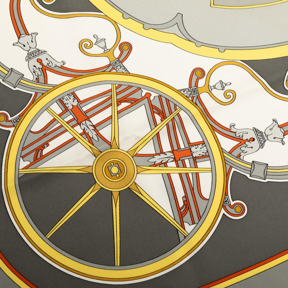Hermès AB Hermès Gray Silk Fabric Washingtons Carriage Scarf 90 France