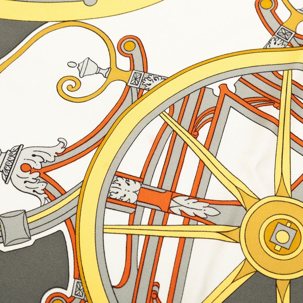 Hermès AB Hermès Gray Silk Fabric Washingtons Carriage Scarf 90 France