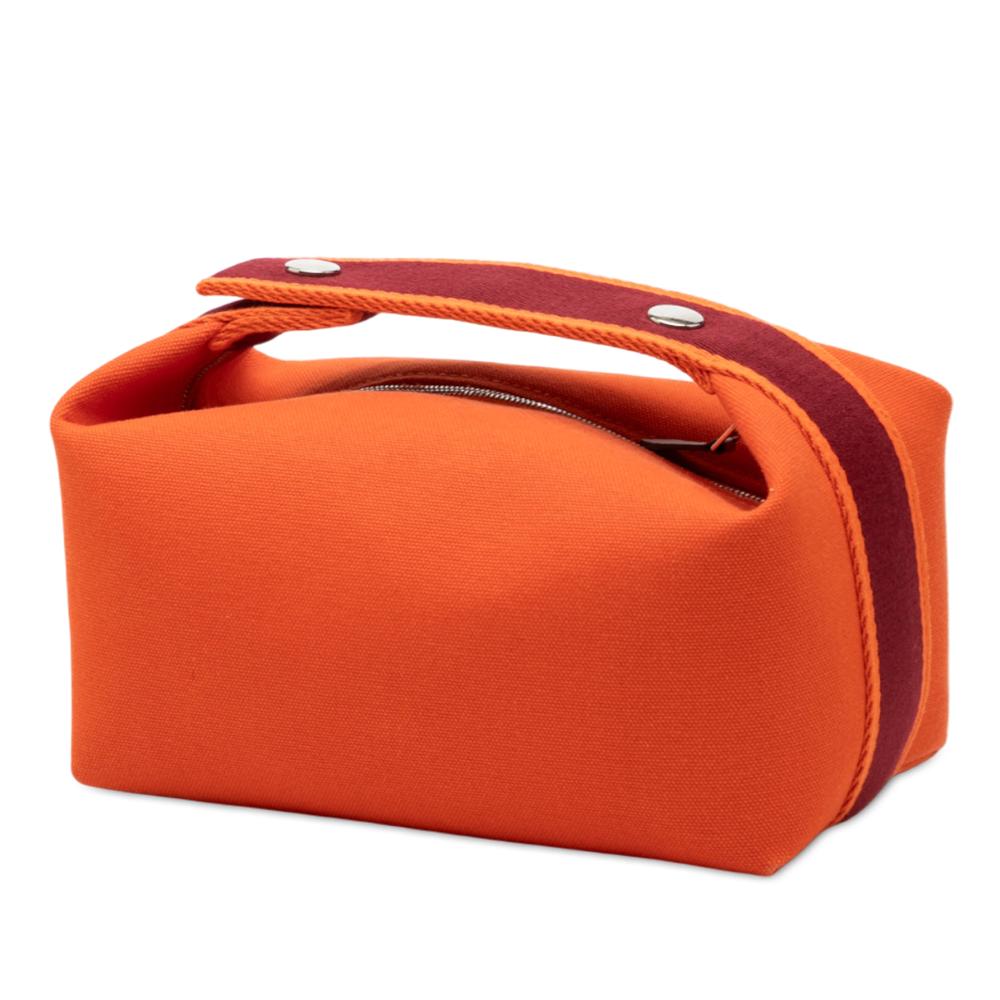 Hermès AB Hermès Orange Dark Orange with Red Dark Red Canvas Fabric Small Toile Bride A Brac Case France