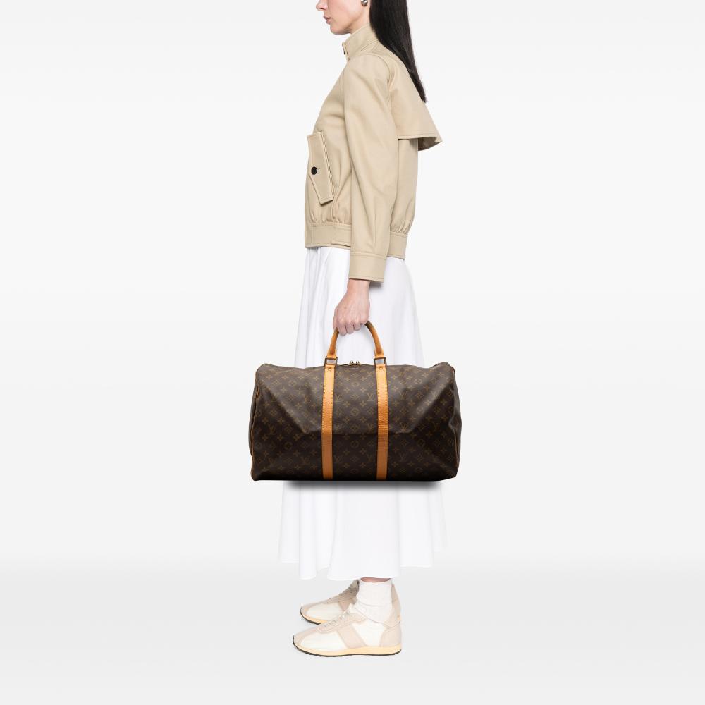 Louis Vuitton B Louis Vuitton Brown Monogram Canvas Fabric Monogram Keepall 50 France