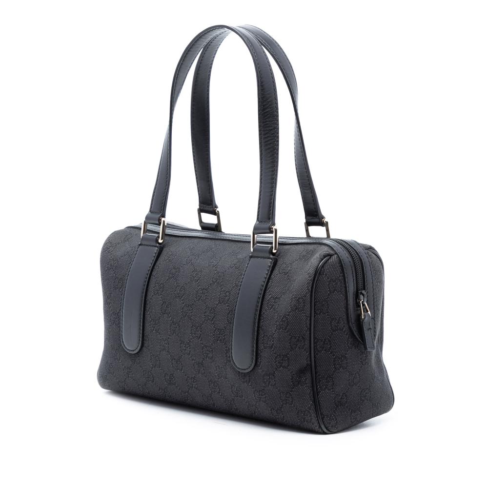 Gucci AB Gucci Gray Dark Gray Denim Fabric GG Charmy Boston Bag Italy