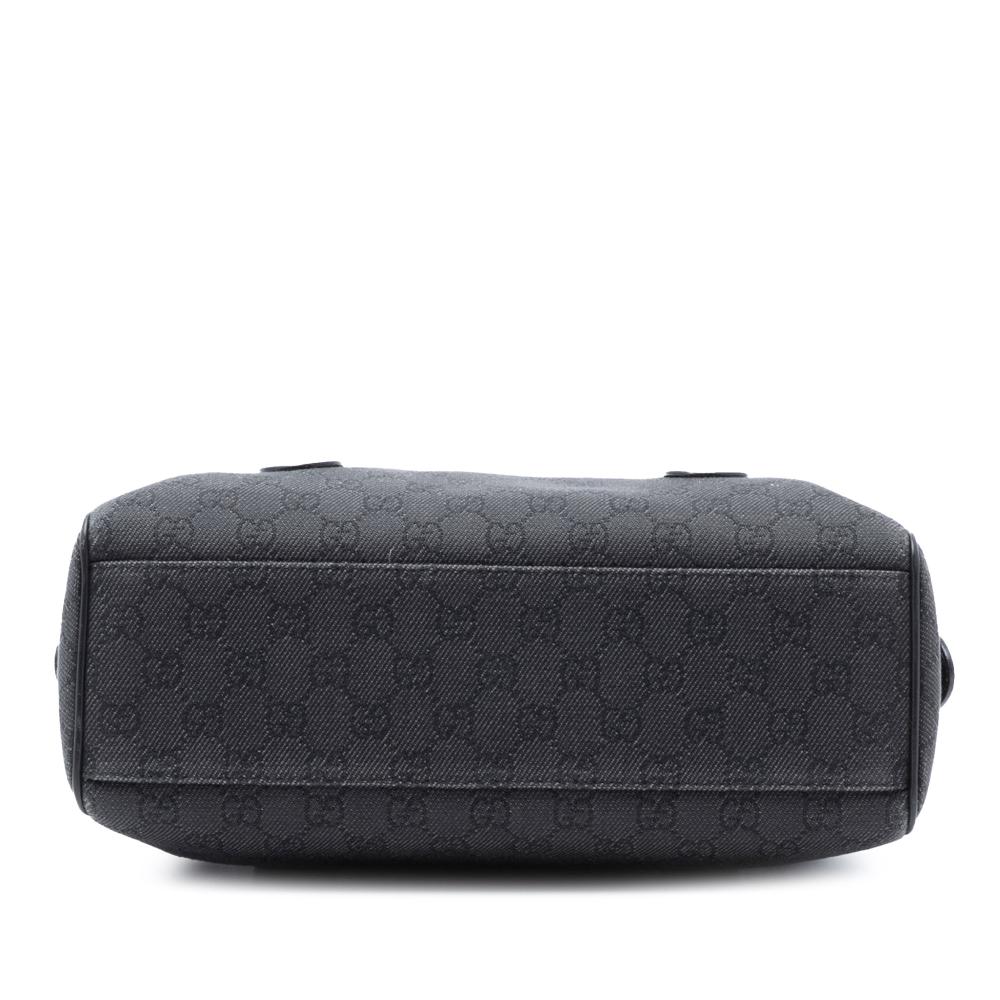 Gucci AB Gucci Gray Dark Gray Denim Fabric GG Charmy Boston Bag Italy