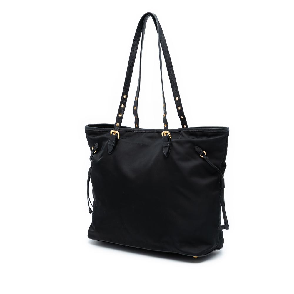 Prada B Prada Black Nylon Fabric Saffiano Trimmed Tessuto Tote Italy
