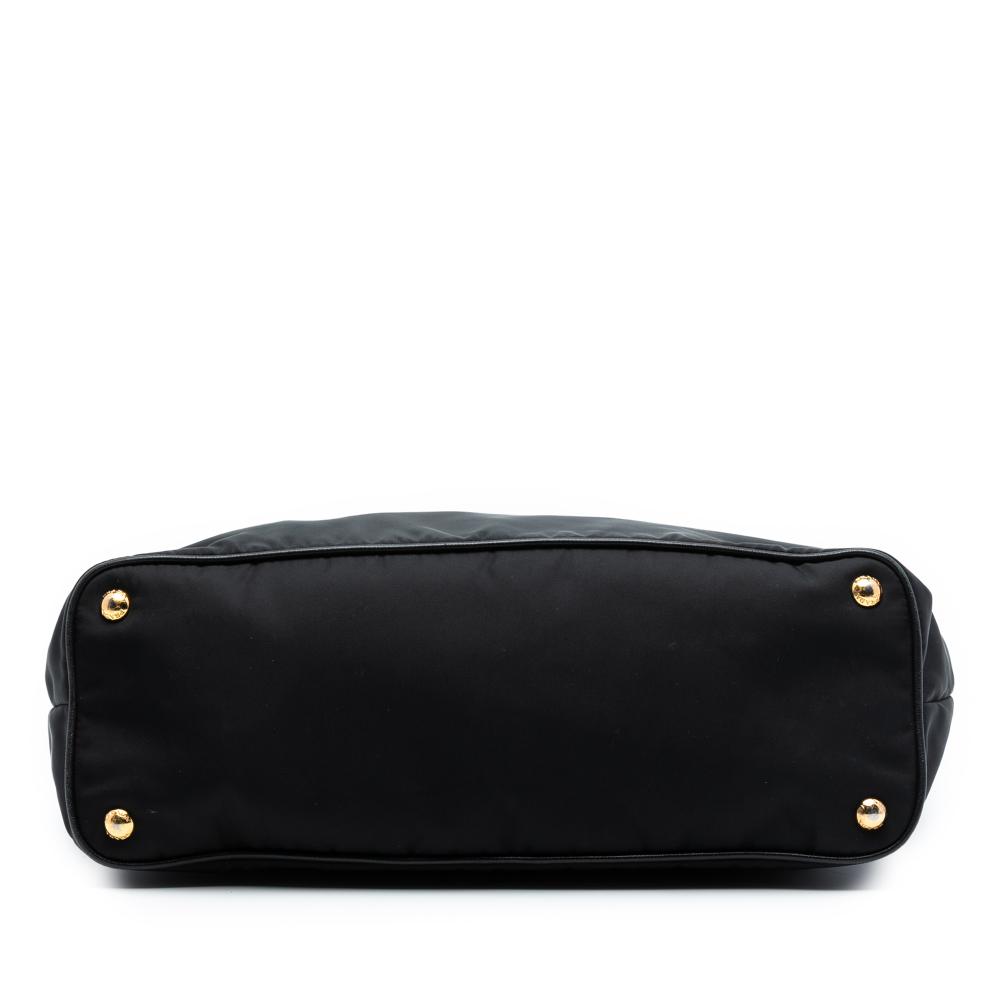 Prada B Prada Black Nylon Fabric Saffiano Trimmed Tessuto Tote Italy