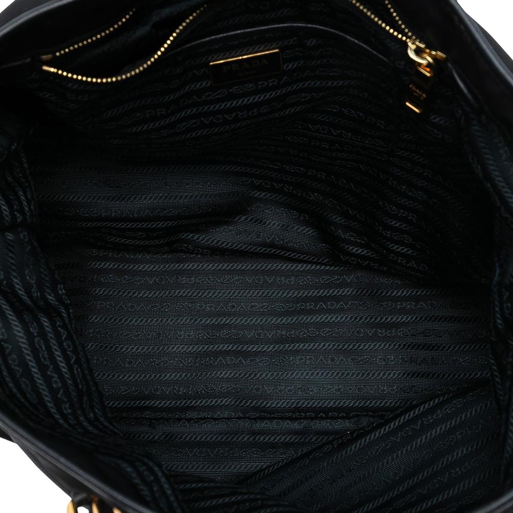 Prada B Prada Black Nylon Fabric Saffiano Trimmed Tessuto Tote Italy