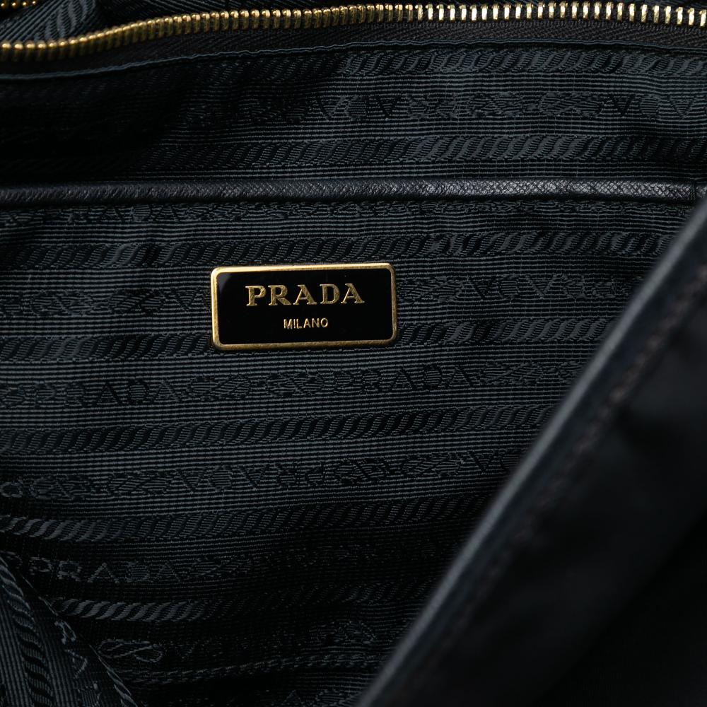 Prada B Prada Black Nylon Fabric Saffiano Trimmed Tessuto Tote Italy