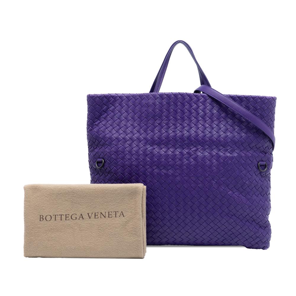 Bottega Veneta B Bottega Veneta Purple Dark Purple Nappa Leather Leather Nappa Intrecciato Convertible Tote Italy