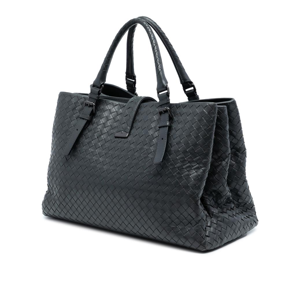Bottega Veneta B Bottega Veneta Gray Dark Gray Nappa Leather Leather Medium Nappa Intrecciato Roma Tote Italy
