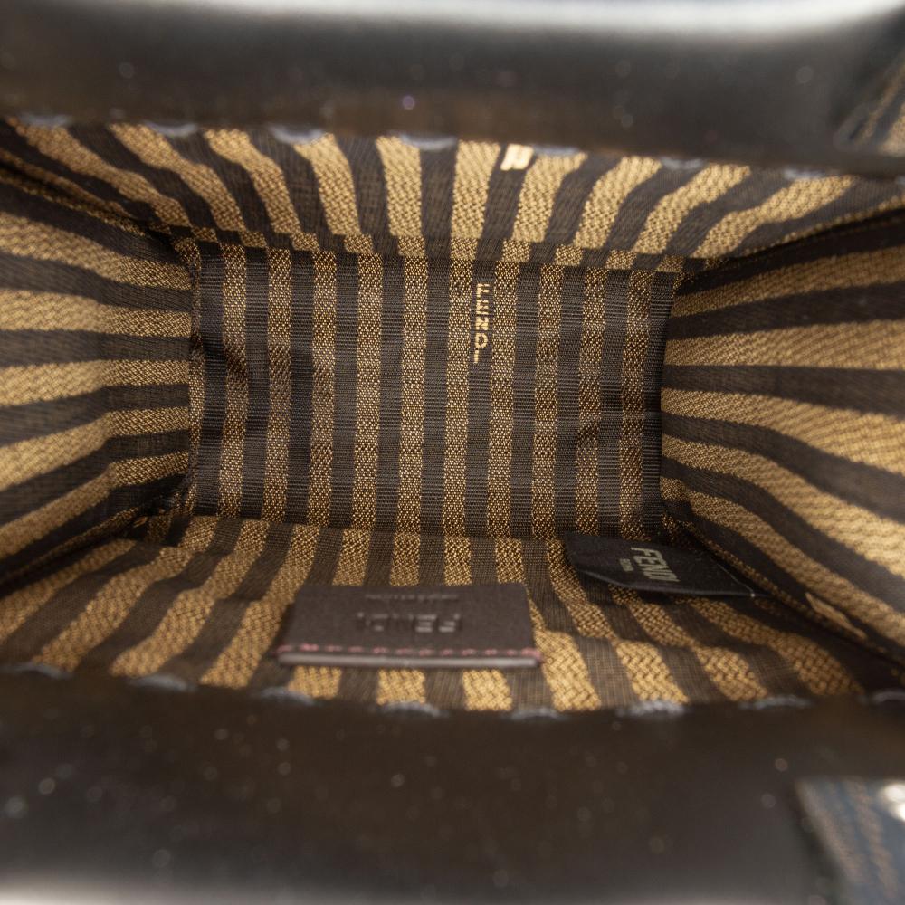 Fendi AB Fendi Black Calf Leather Mini Sunshine Shopper Tote Italy