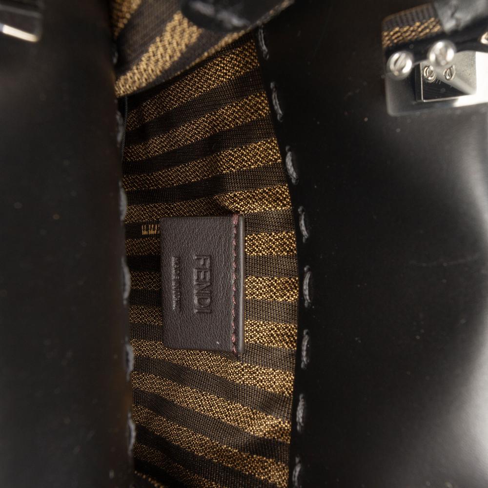 Fendi AB Fendi Black Calf Leather Mini Sunshine Shopper Tote Italy