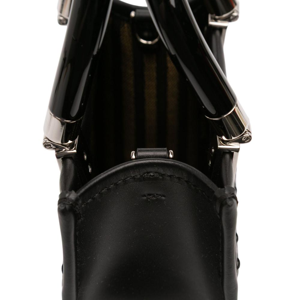 Fendi AB Fendi Black Calf Leather Mini Sunshine Shopper Tote Italy