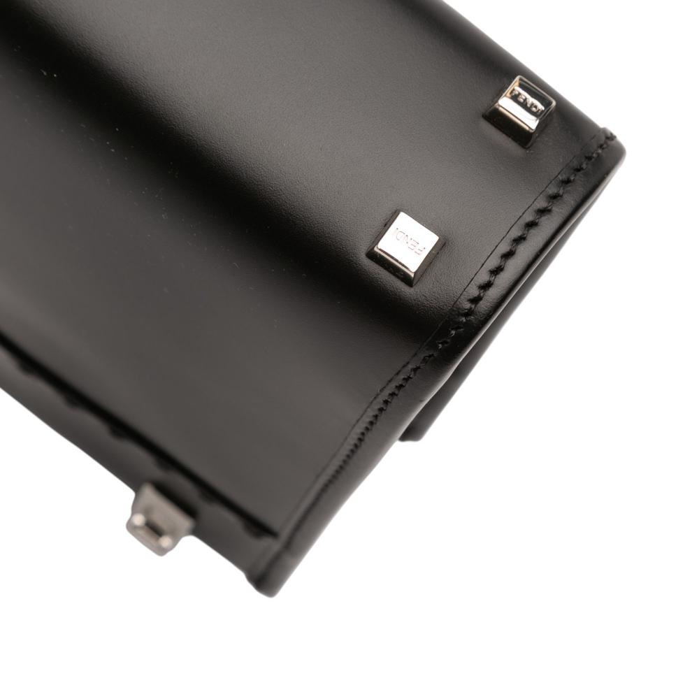 Fendi AB Fendi Black Calf Leather Mini Sunshine Shopper Tote Italy