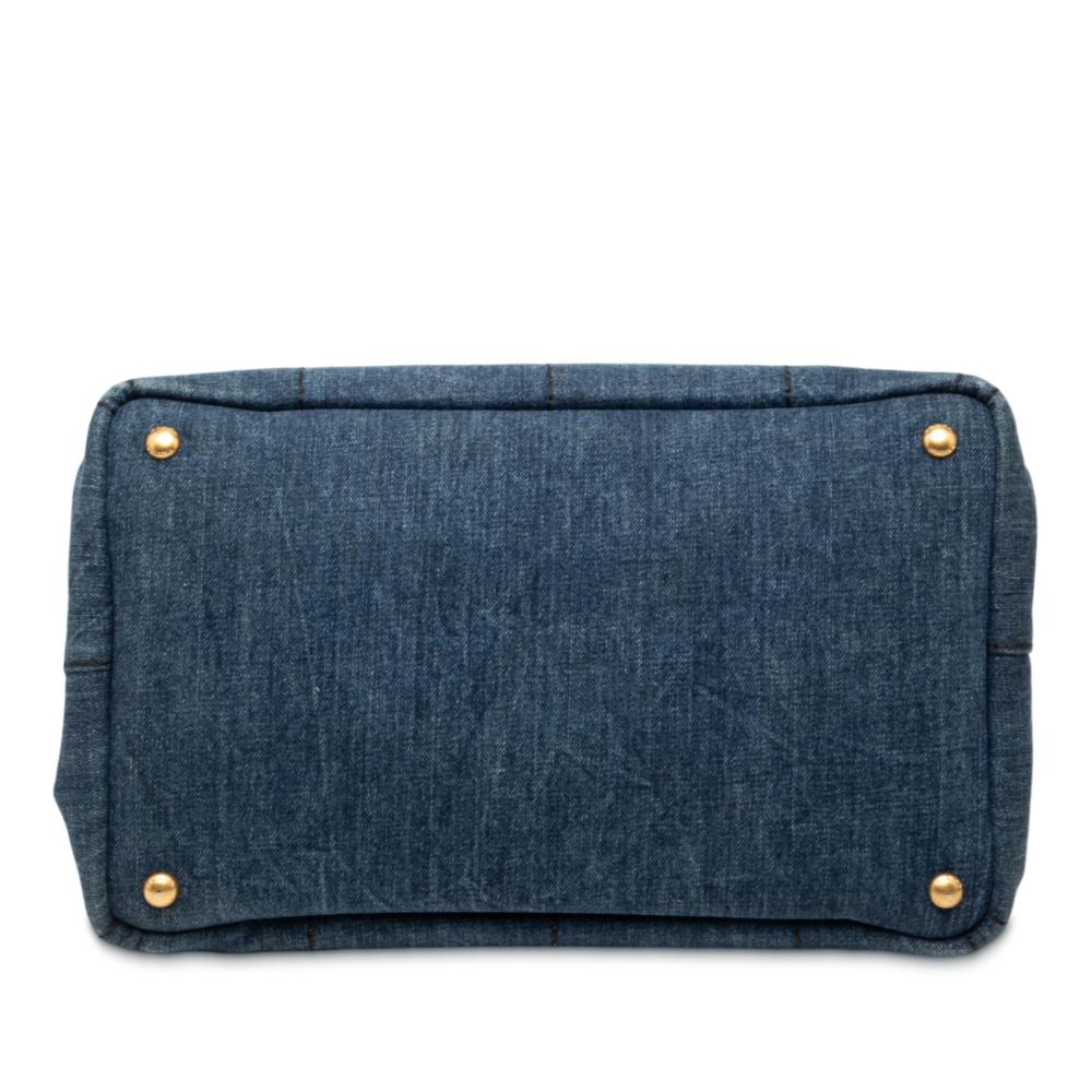 Prada B Prada Blue Denim Denim Fabric Small Canapa Logo Satchel Italy