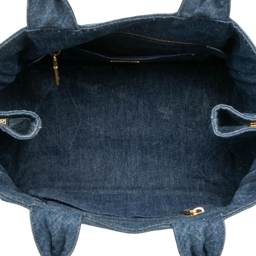 Prada B Prada Blue Denim Denim Fabric Small Canapa Logo Satchel Italy