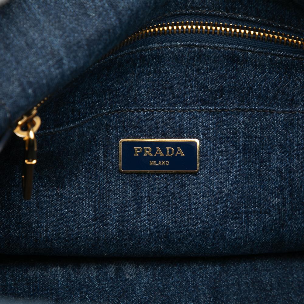 Prada B Prada Blue Denim Denim Fabric Small Canapa Logo Satchel Italy